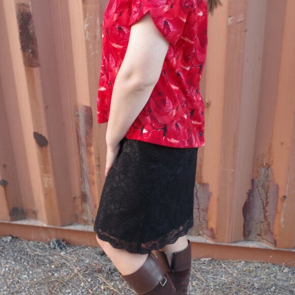 Black Lace Vintage Mini Skirt By Kenar - Picture 7 of 7